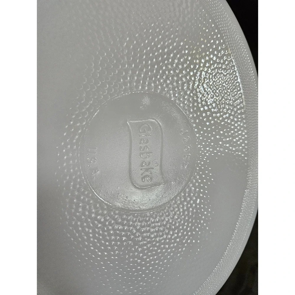 Vintage Glassbake Jennette Green Daisy Divided Oval Serving‎ Baking Dish J2352